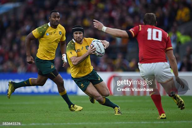 Matt Giteau of Australia during the Rugby World Cup 2015 Group A match between Australia and Wales at Twickenham Stadium in London, UK. Photo:...