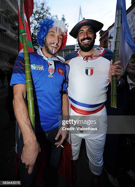 France fans soaking up the atmosphere before the Rugby World Cup quarter final match between New Zealand and France at the Millennium Stadium in...