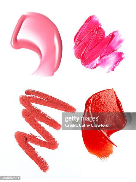 lipstick smears swipes bullets - pink lipstick smear stock pictures, royalty-free photos & images