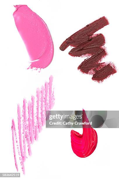 lipstick smears swipes bullets - pink lipstick smear stock pictures, royalty-free photos & images