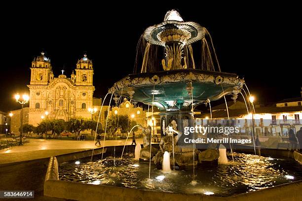 fountain in plaza de armas - plaza de armas stock pictures, royalty-free photos & images