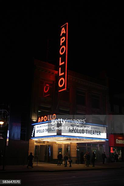 The new marquee at the Apollo Theater in Harlem, NY. The Apollo is being totally renovated. The marquee is now digital but the type font is similar...