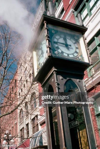 steam clock in gastown street - vancouver stock pictures, royalty-free photos & images