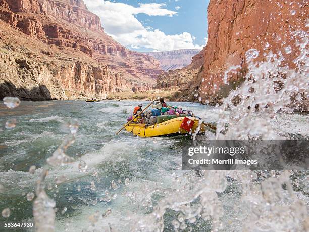 paddle raft on colorado river, grand canyon - grand canyon stock-fotos und bilder