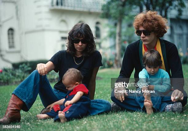 John Paul Getty III with his wife Gisela and children, Anna and Balthazar, 1976.