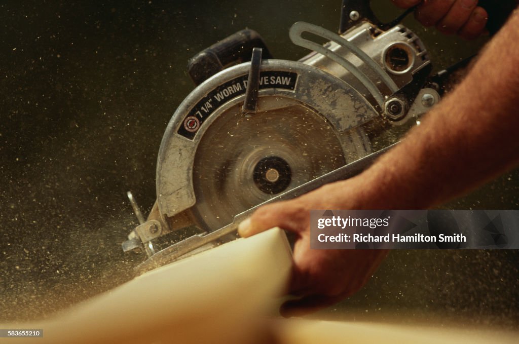 Carpenter Using Circular Saw