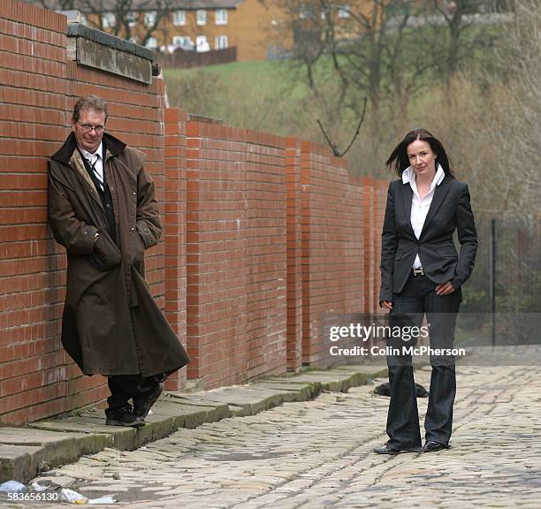 Music producers Anthony Wilson and his partner Yvette Livesey visiting a project in Accrington, Lancashire to show off urban regeneration in the...