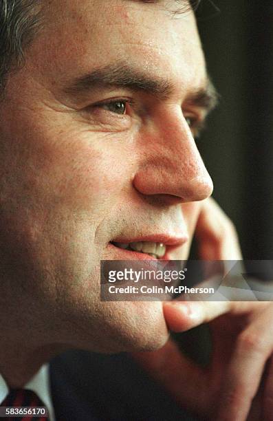 Portrait of British politician Gordon Brown at his home in Fife, Scotland before he became a Government minister. The Member of Parliament was...