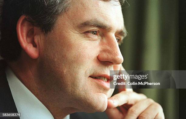 Portrait of British politician Gordon Brown at his home in Fife, Scotland before he became a Government minister. The Member of Parliament was...