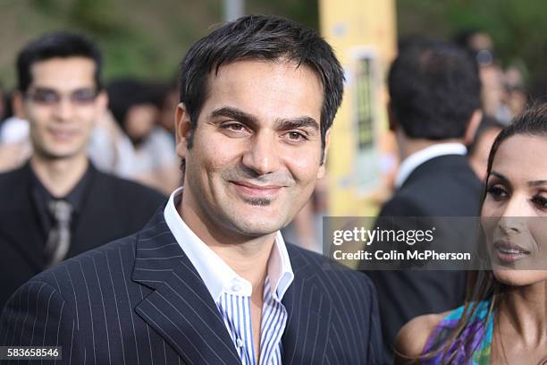 Bollywood actor Arbaz Khan arriving with wife Mallaika Arora-Khan at the International Indian Film Academy Awards ceremony at the Hallam Arena in...