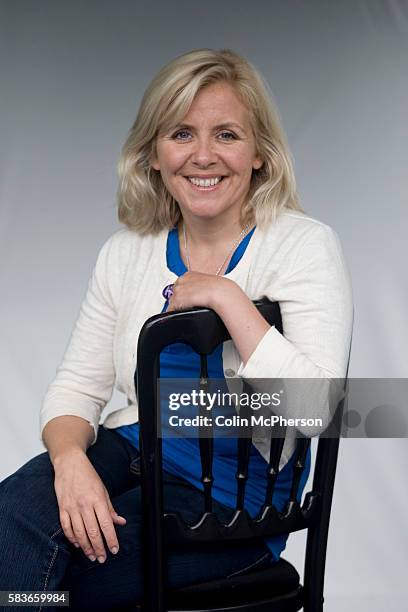 English journalist and novelist Lucy Hawking, daughter of theoretical physicist Stephen Hawking, at the Edinburgh International Book Festival where...