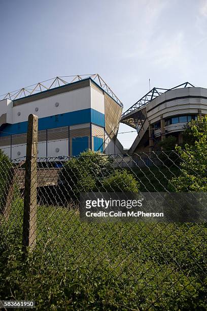 View of the Railway End or Gil Merrick and Spion Kop stands at St. Andrew's stadium, prior to Birmingham City's Barclay's Premier League match with...