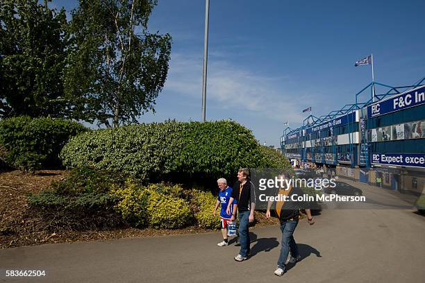 Rival fans walking away from the Spion Kop stand at St. Andrew's stadium, prior to Birmingham City's Barclay's Premier League match with...