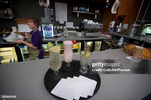 Sample drinks on display in The Brink, a non-alcohol bar and restaurant in Parr Street, Liverpool. The charity-run establishment was opened at the...