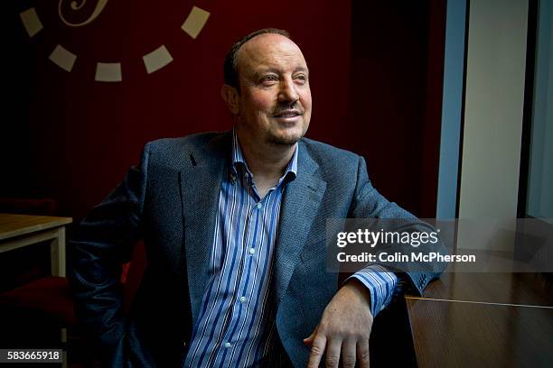 Spanish football manager Rafael 'Rafa' Benitez Maudes, pictured in Liverpool during his time as manager of Chelsea FC. Benitez was a former manager...