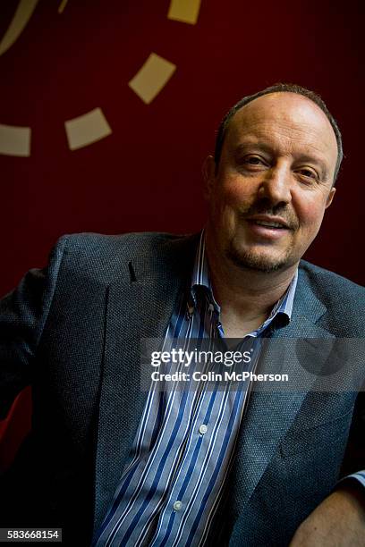 Spanish football manager Rafael 'Rafa' Benitez Maudes, pictured in Liverpool during his time as manager of Chelsea FC. Benitez was a former manager...