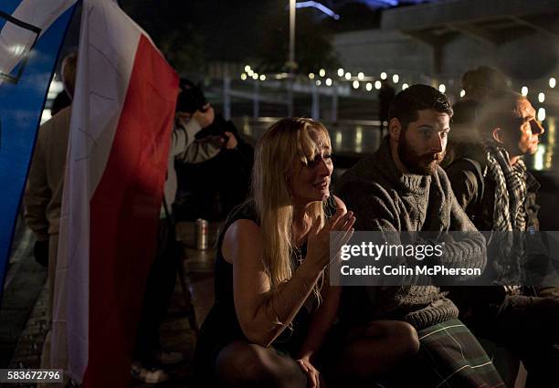 Pro-independence supporter breaks down in tears outside the Scottish parliament building in Edinburgh as the results of the referendum on Scottish...