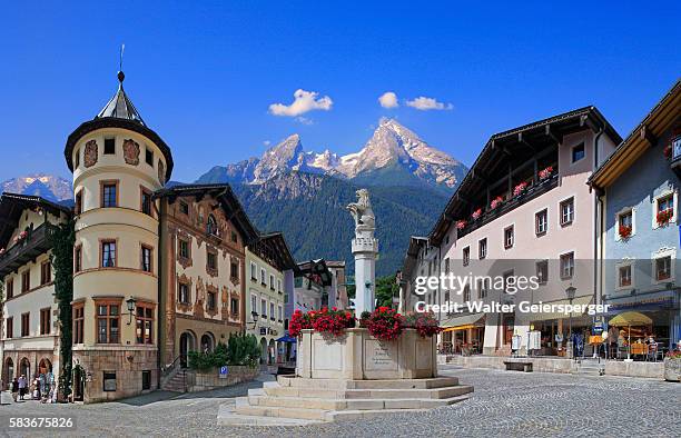 view of berchtesgaden - berchtesgaden stock-fotos und bilder