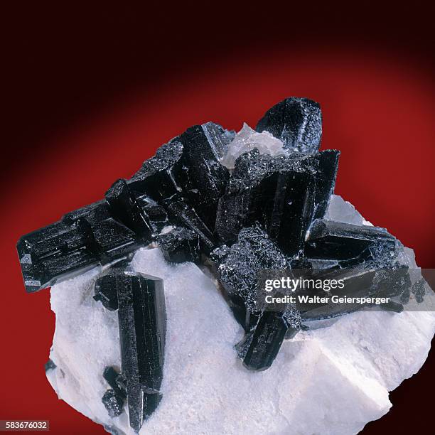 tourmaline on feldspar - feldspar stock pictures, royalty-free photos & images