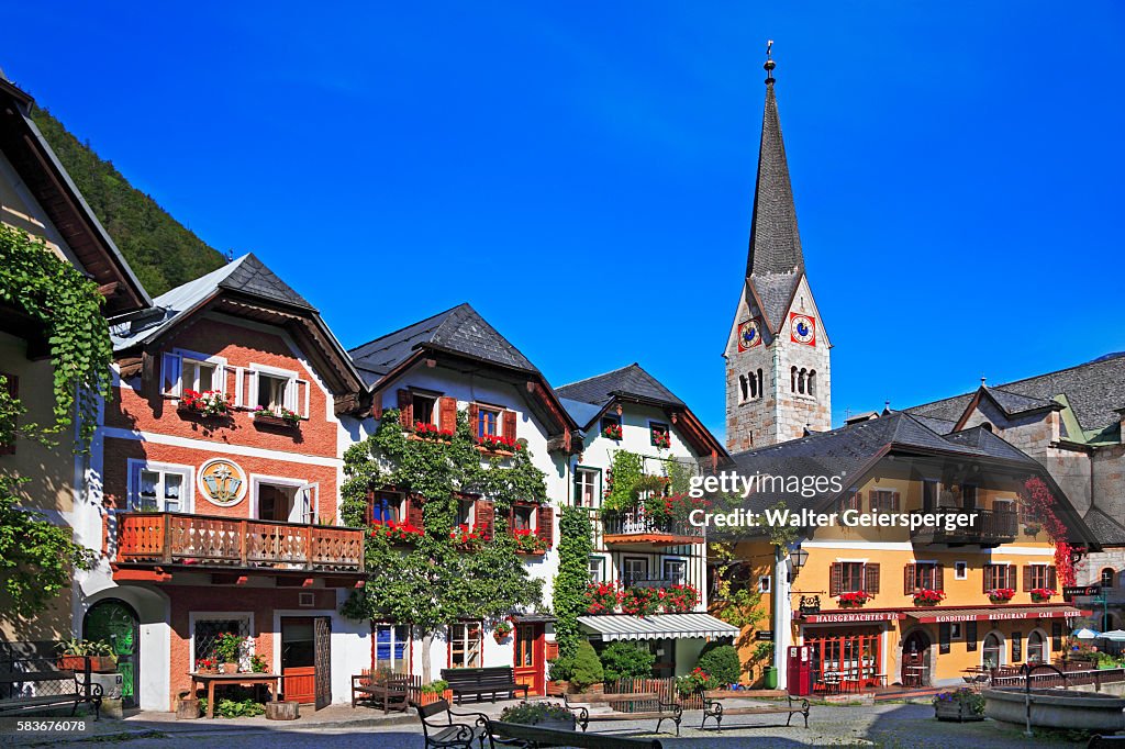 Village Square in Hallstatt in Austria