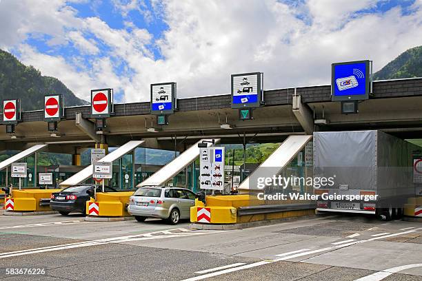 tollbooth of the tauern highway - tolls stock pictures, royalty-free photos & images