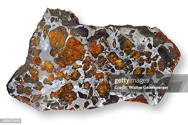 seymchan-stone iron meteorite - meteorite stock pictures, royalty-free photos & images