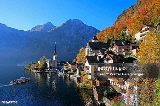 village of hallstatt in austria - hallstatt fotografías e imágenes de stock