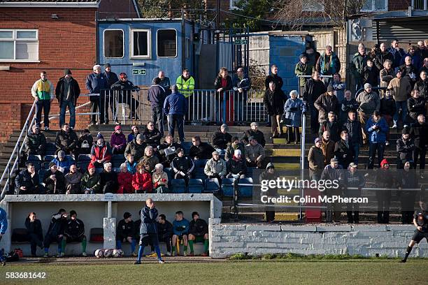 Home manager Ian Rowe watching the first-half action at Garden Walk Stadium, during the FA Vase 4th round tie between Gornal Athletic from Dudley in...