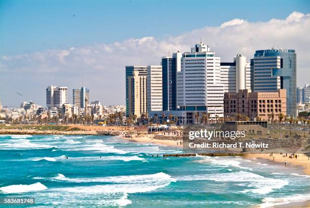 skyline of tel aviv - tel aviv skyline stock pictures, royalty-free photos & images