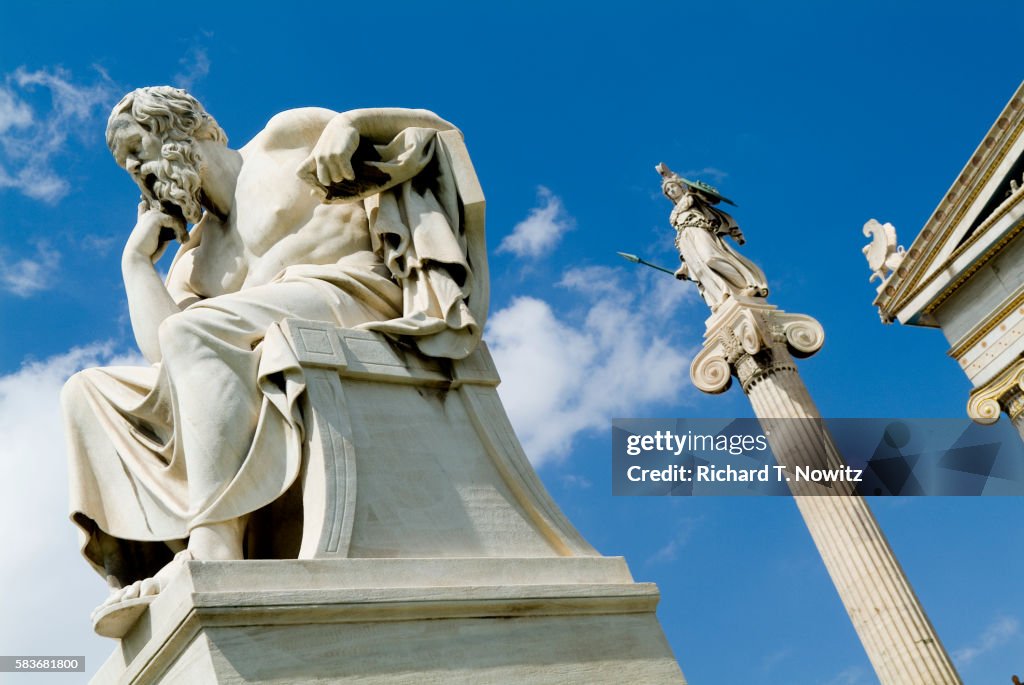 Statues Outside Academy of Athens