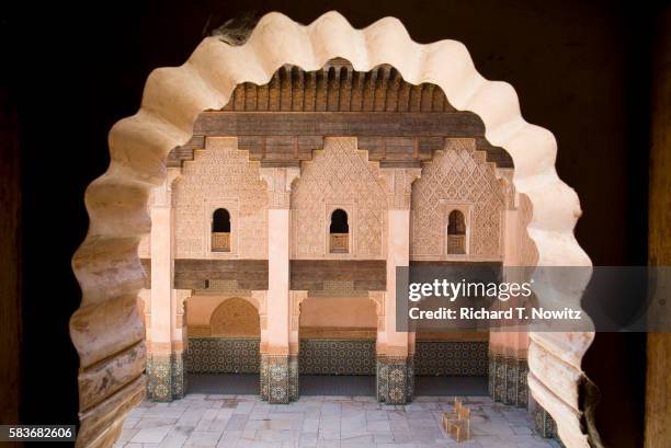 ali ben youssef medersa quranic school in marrakech - madressa stock pictures, royalty-free photos & images