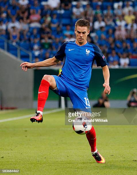 Clement Michelin of France with the ball during the UEFA Under19 European Championship Final match between U19 France and U19 Italy at Wirsol...