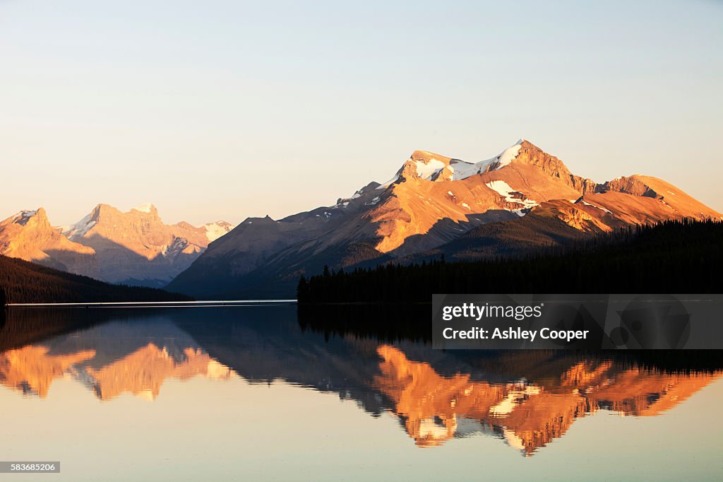 Maligne lake above Jasper in the Canadian Rockies.