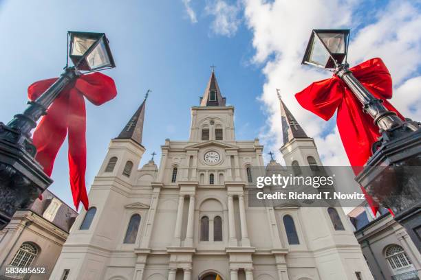 jackson square christmas decoarations - new orleans bow stock pictures, royalty-free photos & images