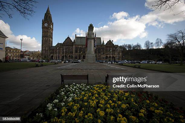 The town hall in the centre of the town of Rochdale in Greater Manchester. The town the birthplace of the Co-operative movement and was known for its...