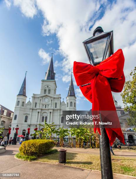 jackson square christmas decoarations - new orleans bow stock pictures, royalty-free photos & images