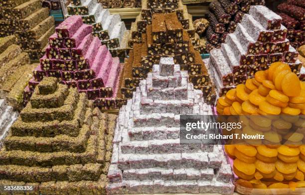 pyramids of turkish - turkish delight stock pictures, royalty-free photos & images