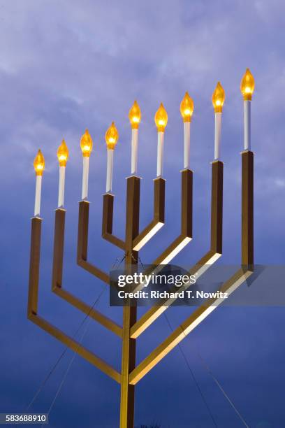 national hanukkah menorah - judaism stock-fotos und bilder
