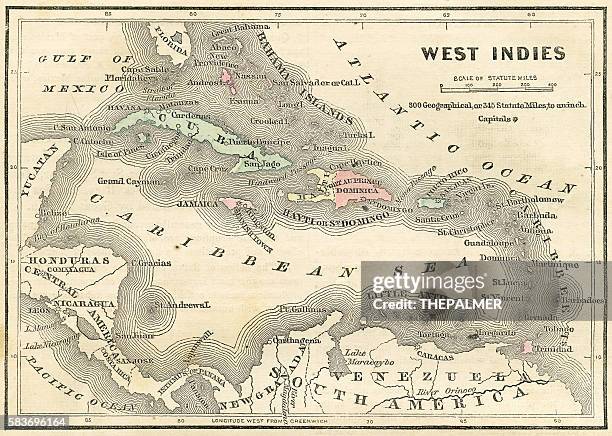illustrations, cliparts, dessins animés et icônes de carte des antilles 1856 - barbados map