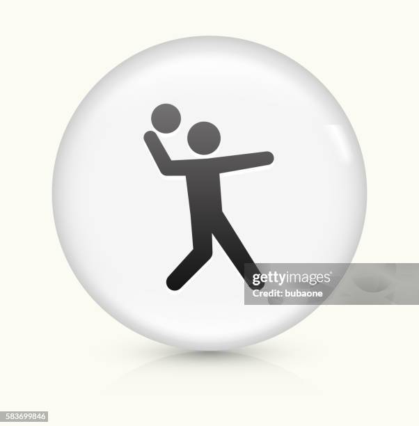 stockillustraties, clipart, cartoons en iconen met serving icon on white round vector button - playing dodgeball