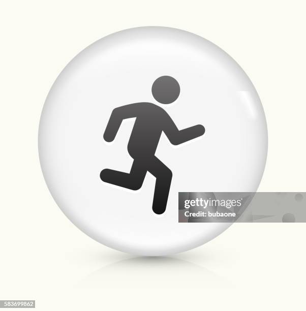 jogging icon on white round vector button - marathon training stock illustrations