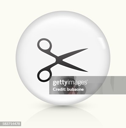 Scissors icon on white round vector button Scissors icon on white round vector button