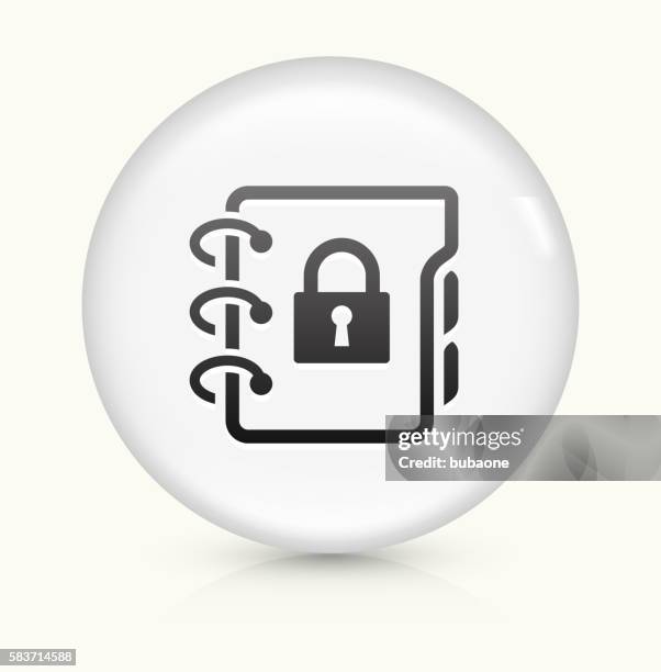 secured documents icon on white round vector button - computer lock white background stock illustrations