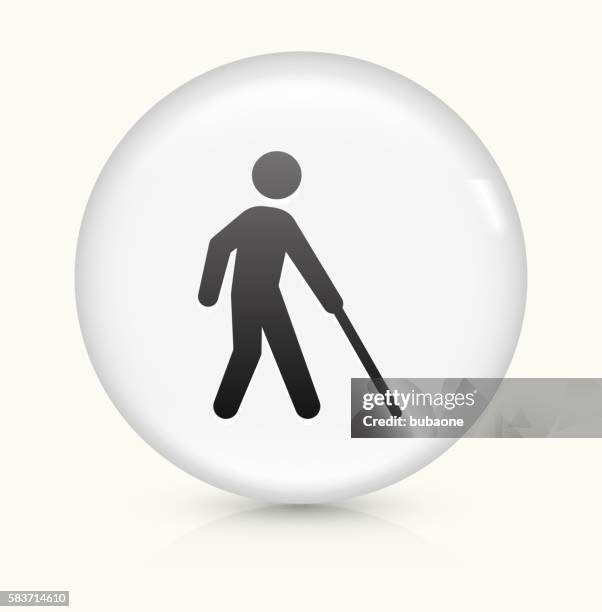 blind icon on white round vector button - blind man stock illustrations