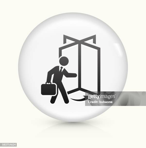 stockillustraties, clipart, cartoons en iconen met coming to work icon on white round vector button - draaideur