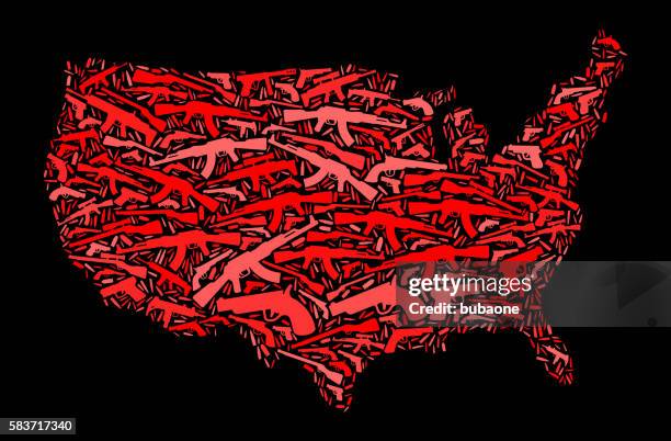 ilustrações de stock, clip art, desenhos animados e ícones de us map gun icon pattern background - ak 47