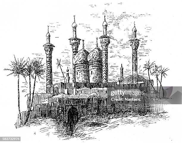 domes and minarets of baghdad - baghdad stock illustrations