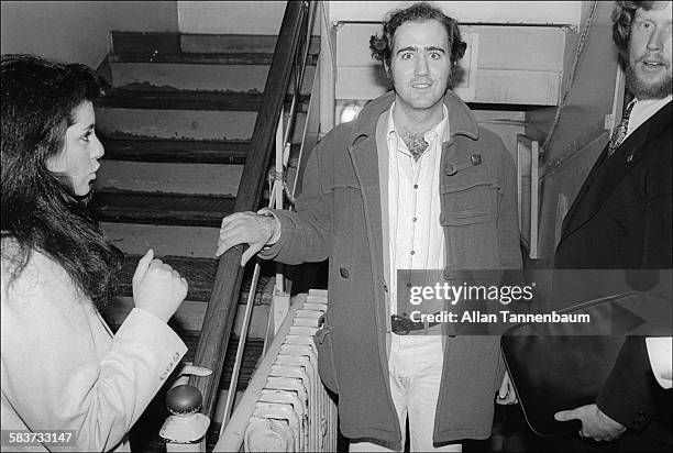 Comedian Andy Kaufman backstage on Broadway, New York, New York, April 22, 1979.