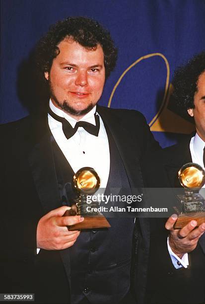 American musician Christopher Cross poses with a Grammy Award , New York, New York, February 25, 1981.