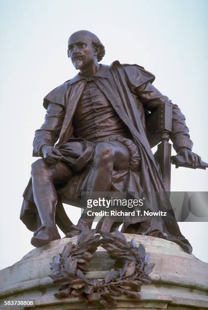 statue of william shakespeare at the gower memorial - william shakespeare stock pictures, royalty-free photos & images